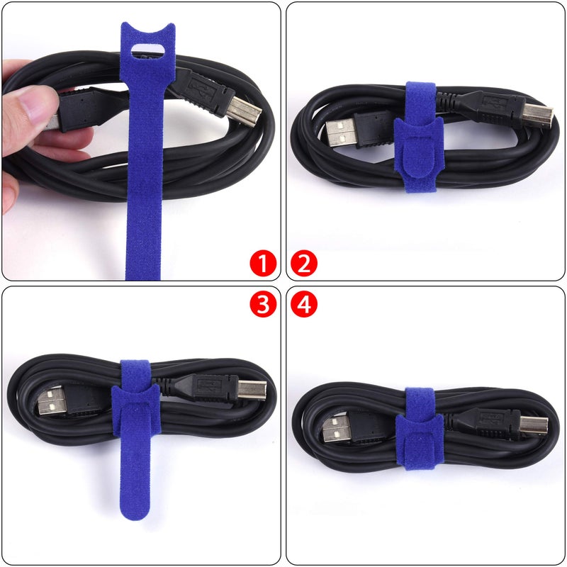 Wisdompro 60 Pack Hook and Loop Straps, Self-gripping Fastening Cord Cable Tie by Wisdompro - Reusable, Durable Functional Tie to Keep Your Home, Office, Workspace from Tangled Messes (4-6-8 Inch, Each 20 Packï¼‰ - Image 3